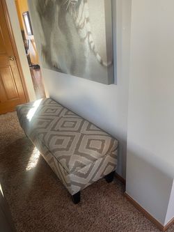 Teal and Cream Storage Bench