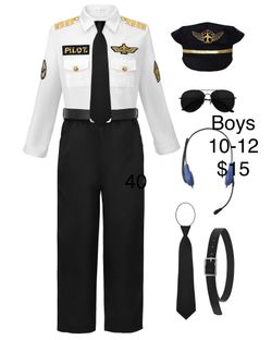 Pilot Kids Costume 10-12 Career Day Halloween / Traje de Piloto Niños