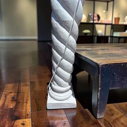White Plaster Spiral Column Floor Lamp
