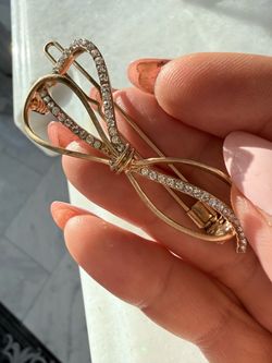 Gold Rhinestone Bow Hair Clip