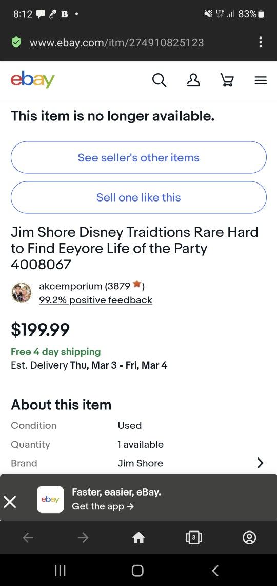 Eeyore Dinsney Collectible