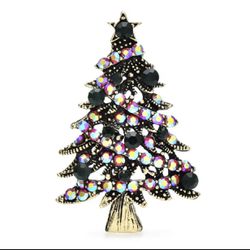 Christmas Tree Crystal brooch 