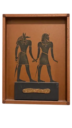Framed Egyptian figures artwork
