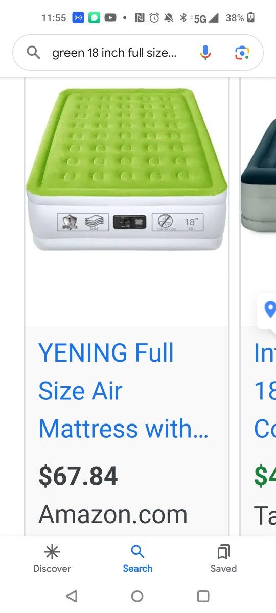 18-in Full Size Air Mattress With Built-in Pump