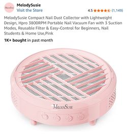 MelodySusie Compact Nail Dust Collector with Lightweight Design, Hpro 3800RPM Portable Nail Vacuum Fan with 3 Suction Modes, Reusable Filter & Easy-Co