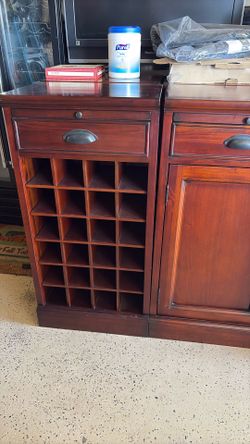 Pottery Barn Solid Wood Wine Cabinet / Bar Cabinet – Cherry Finish