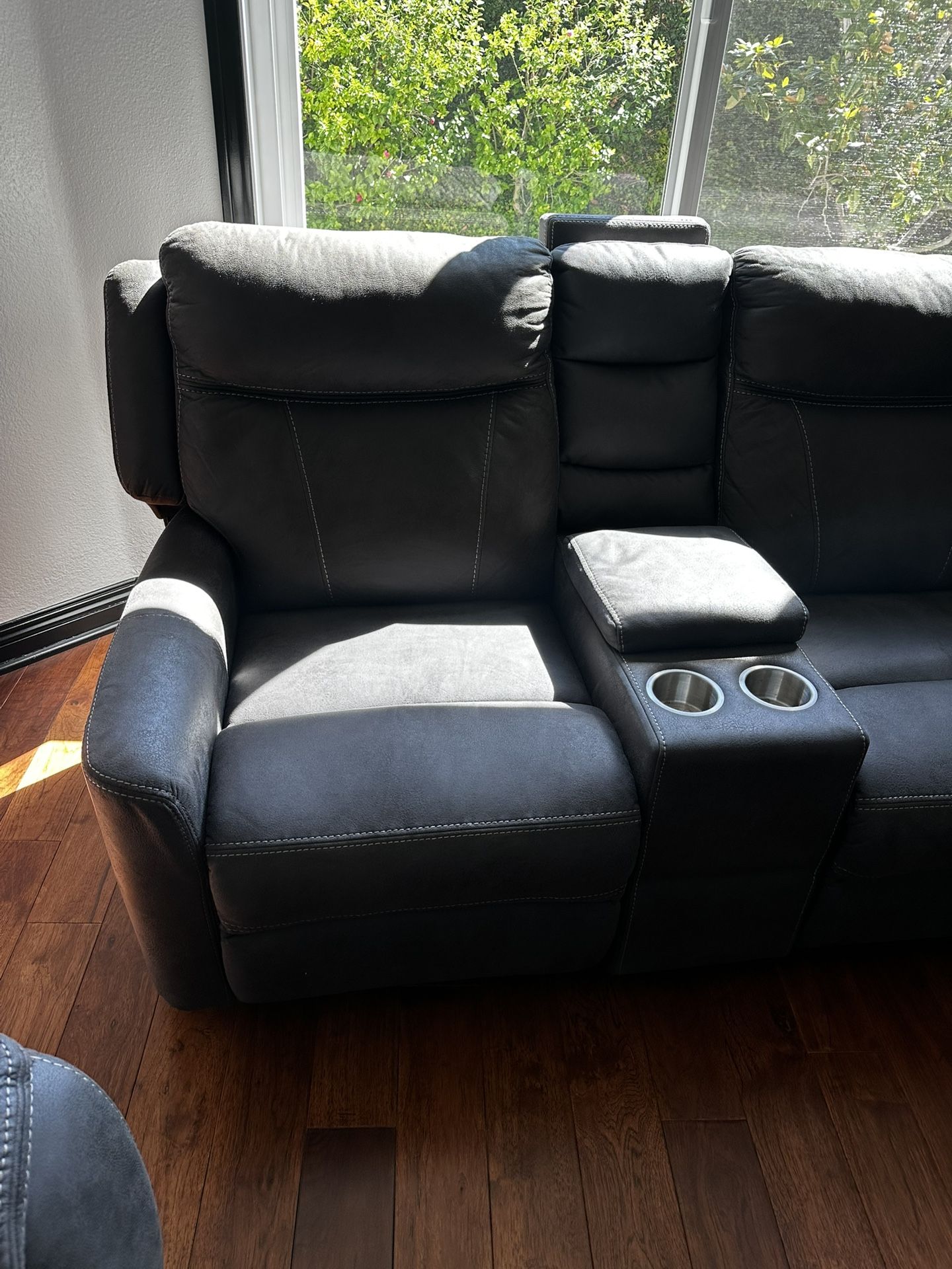 Gray Dual Seat Recliner Sofa