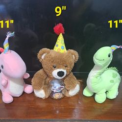Birthday Plushes Lot (3) - All For $8