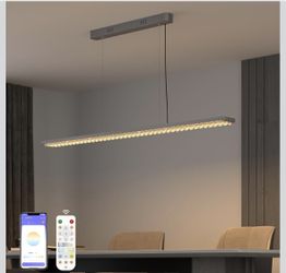 Dimmable LED Pendant Light with Remote & APP Control – Stainless Steel Hanging Light, Adjustable Brightness & Color Temperature (3000K-6000K