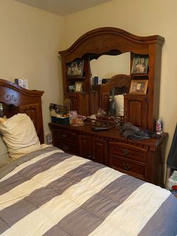 Size Full, Bed,Mattress’s Headboards, and Dresser.