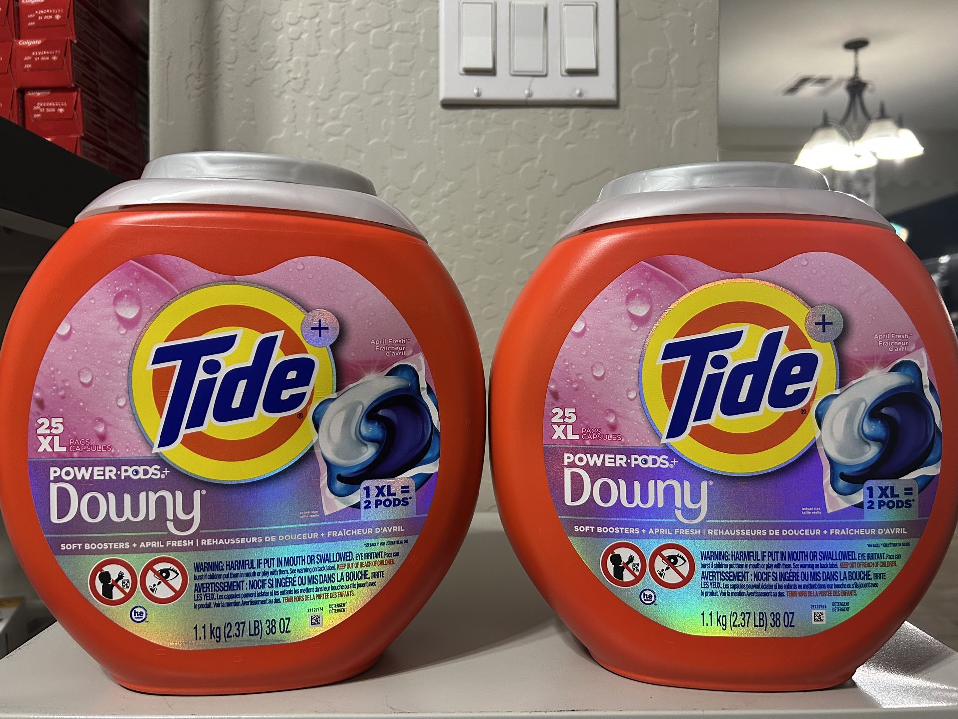TIDE POWER- PODS + DOWNY 25 COUNT $11.00 EACH