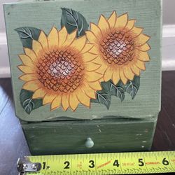 Mini Wooden Storage Bin Container Box Sunflower Cute