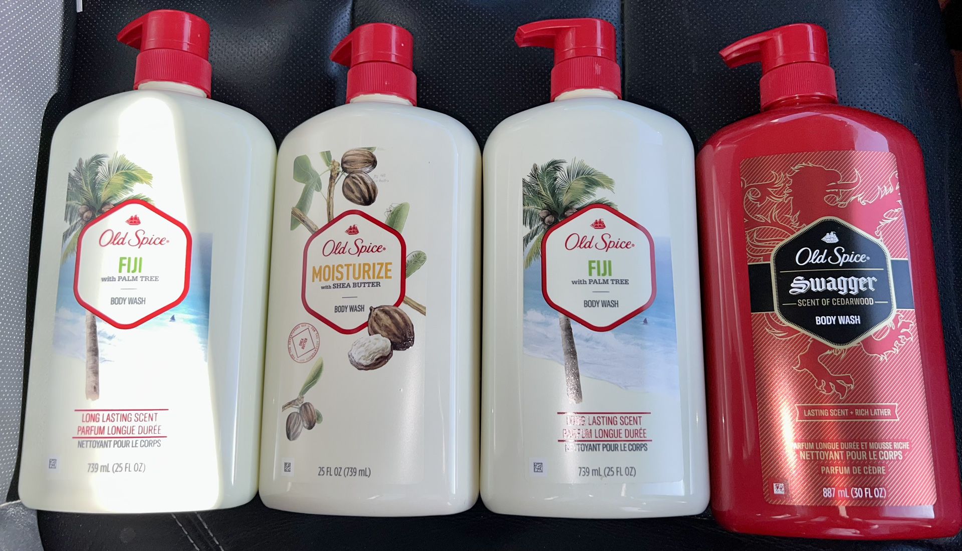 4 bottles of Old Spice mixed Fuji, Moisturize 25oz and Swagger Body wash 30oz