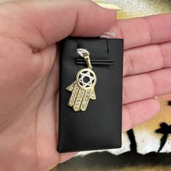 14k HAMSA DAVID STAR CHARM 