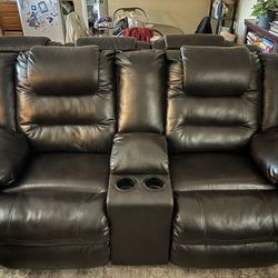 Brown Leather Recliner Loveseat