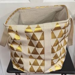 Canvas Storage Basket with Golden Triangular Pattern just $7 