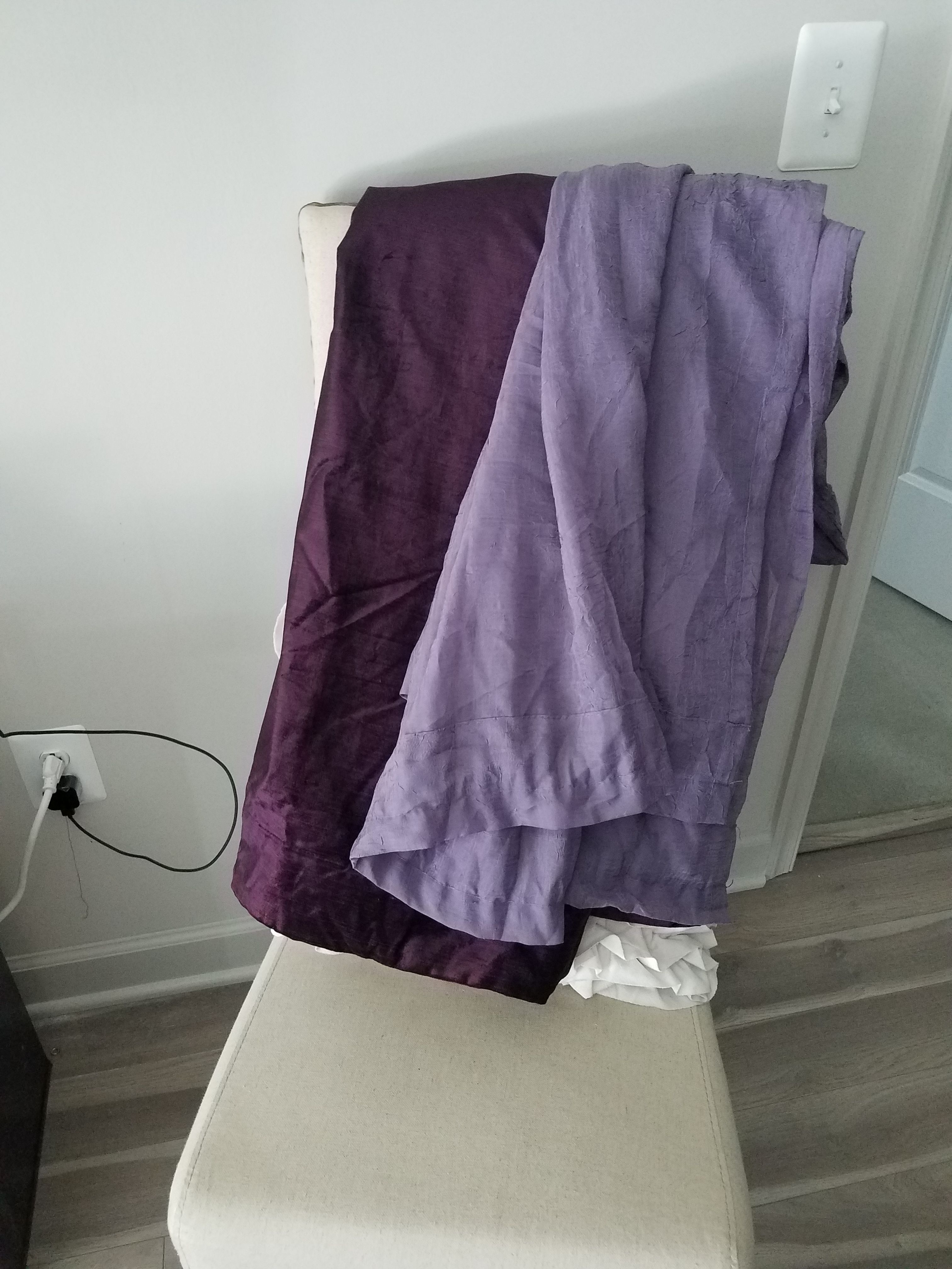 Crushed velvet black out curtains. Deep violet.