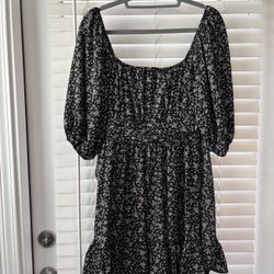 Black And White Floral Mini Dress