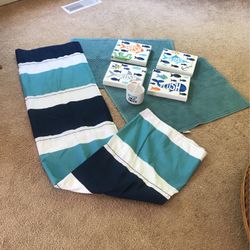 Fish Bathroom Rules Wall 8” x 10” Canvas Prints Shower Curtain Toothbrush Holder And 2 Rugs 