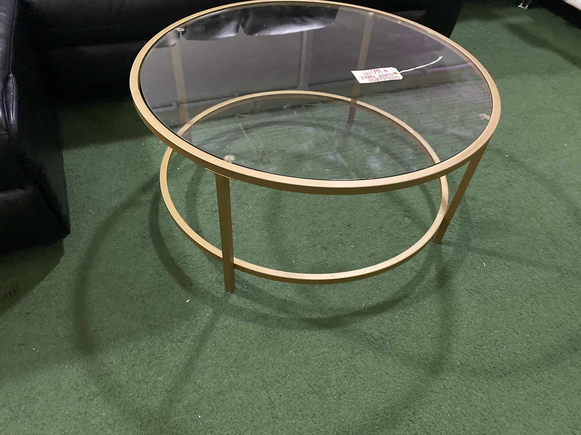 Brand new coffee table glass with gold trim
