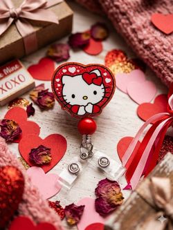 Hello Kitty Valentine Heart Badge Reel