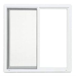 36 in. x 36 in. White Left-Hand Single-Pane Vinyl Sliding Utility/Shed Window with Screen