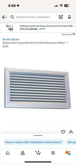 Dayton 16x8 Extruded Aluminum Door Louver