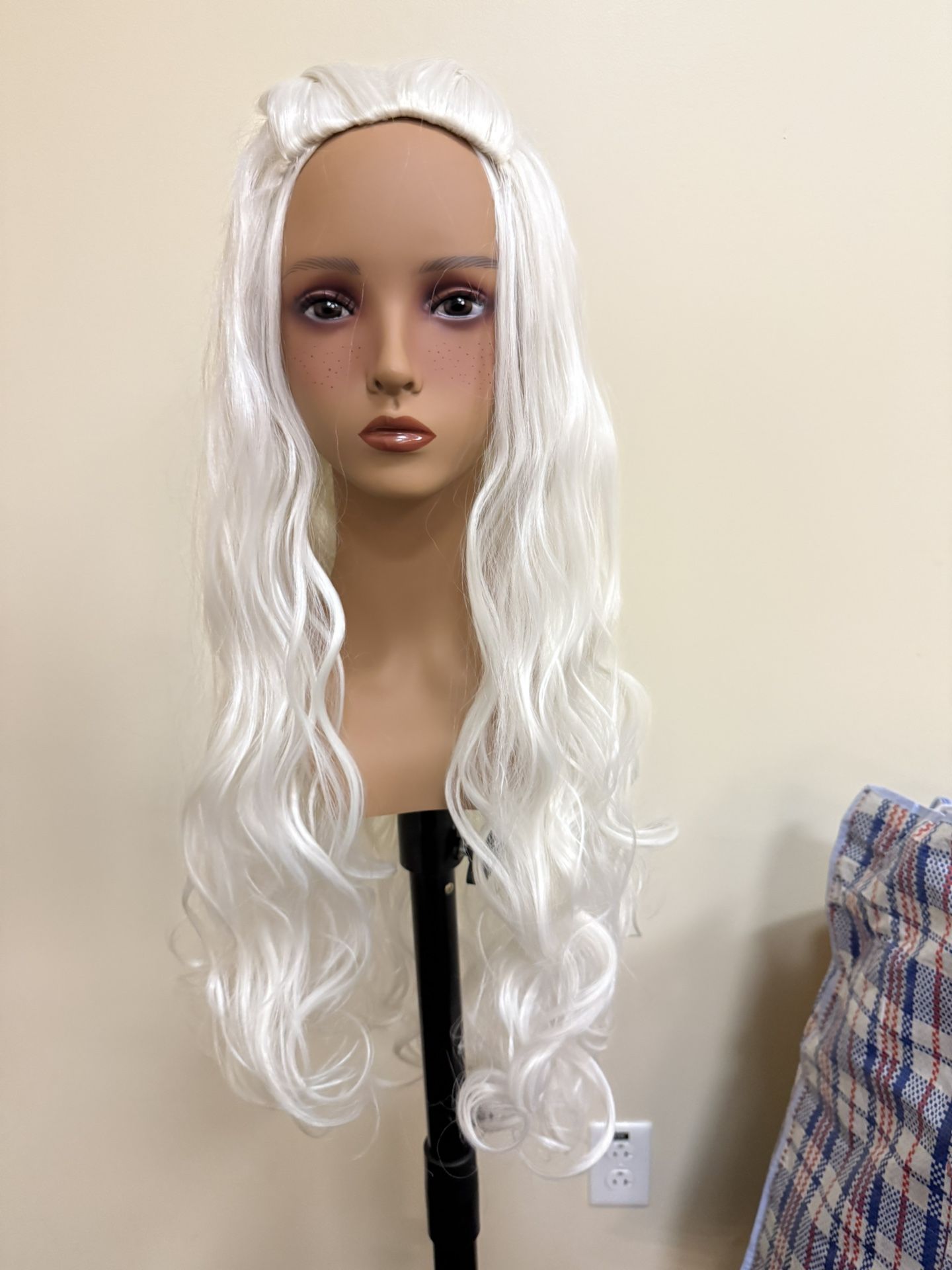 Silver White Braided, Synthetic Hair Wig Halloween Costume 544