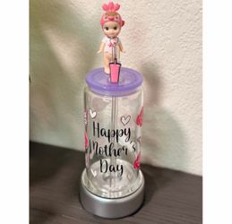 Mother day 16oz glass cup