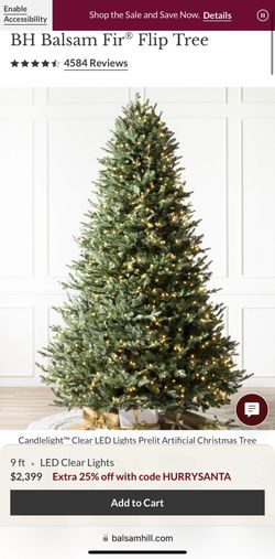 Balsam Hill 9ft. Balsam Fir Flip Tree LED Clear Lights