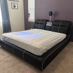 Leather Queen Size Headboard And Platform 