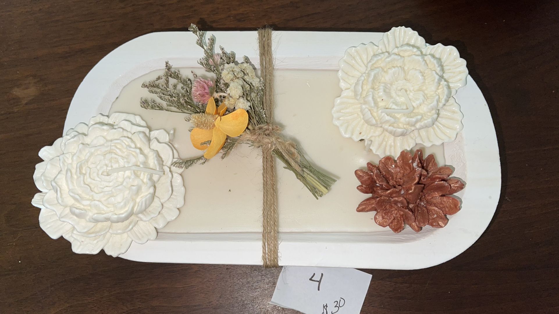 Holiday 100% Beeswax Dough Bowl Candles