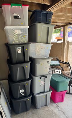 Storage bins all sizes and colors with lids $5 to $15