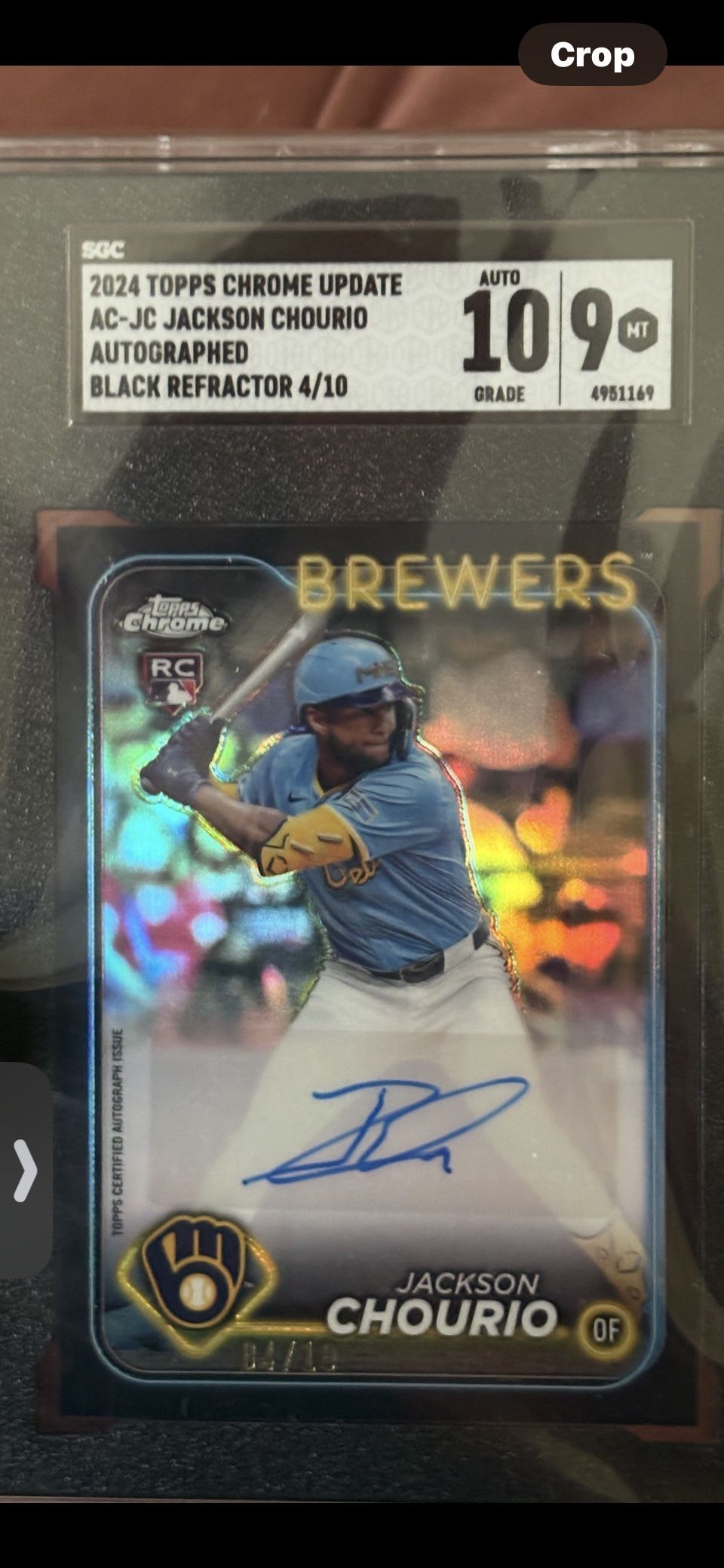 🔥 2024 Topps Chrome Update JACKSON CHOURIO BLACK REFRACTOR AUTO #AC-JC 🔥4/10