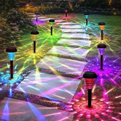 8 Pack Solar LED Pathway Lights warm white light