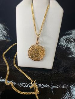 14k solid gold Atocha coin necklace