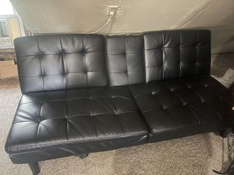 Black Leather Futon Couch 