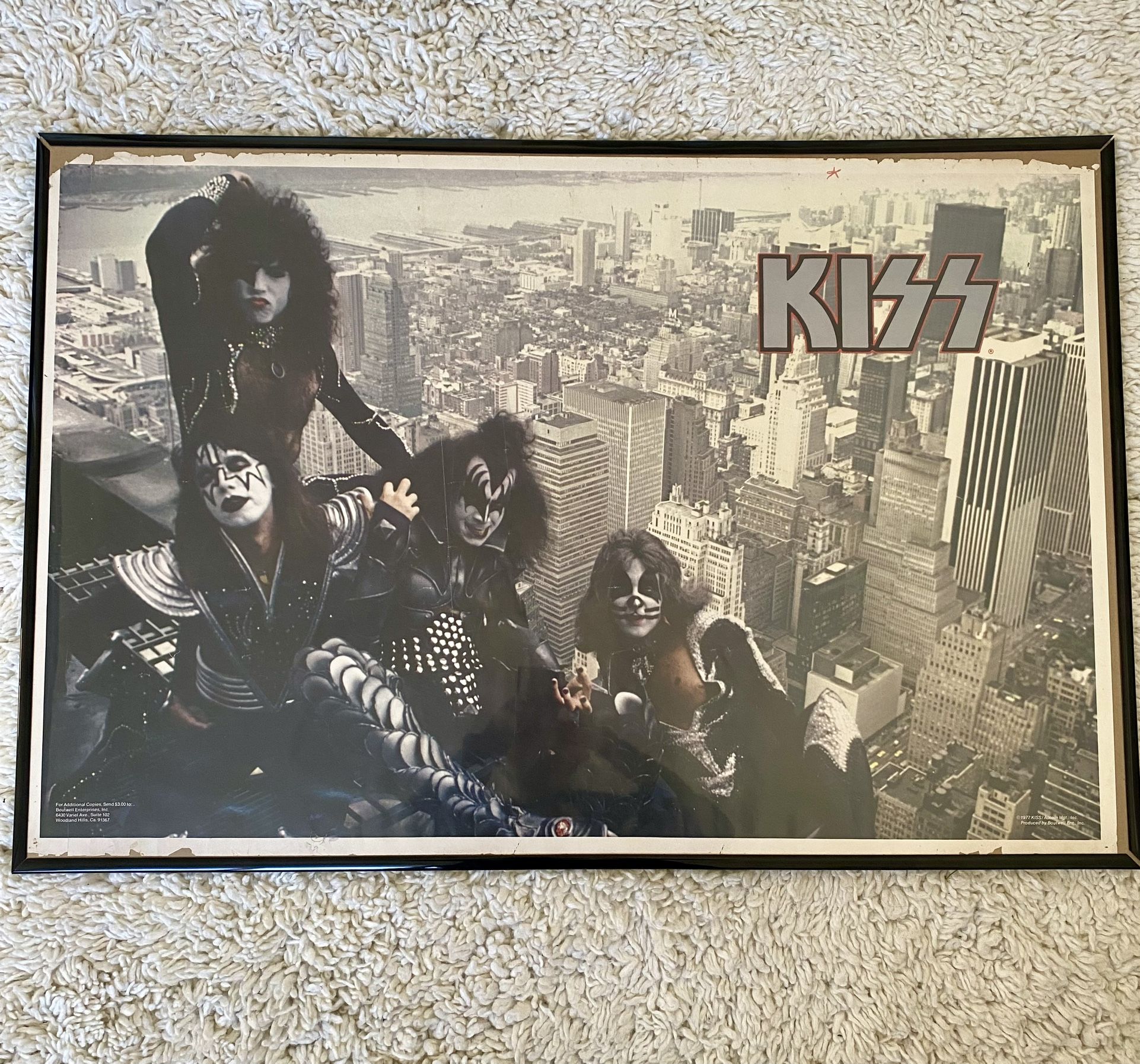Vintage 1977 KISS Band Poster NYC Skyline Original memorabilia