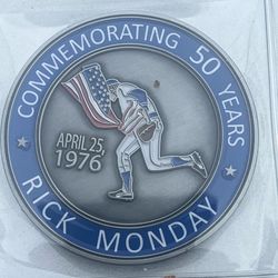 Rick Monday 50th Anniversary Challenge Coin 1976–2026 Flag Save Dodgers USMC Semper Fi