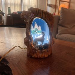 Vintage Deer Inside Tree Stump Night Light 