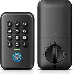 Fingerprint Door Lock, Keyless Entry Door Lock with Biometric Deadbolt, Electronic Deadbolt Lock for Front Door, Backlit Keypad, Type-C Charger Port B