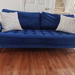 Classic Blue Velvet Sofa