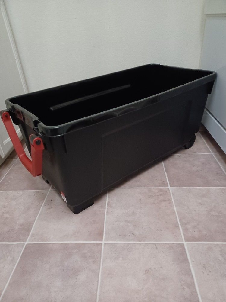 Storage Bin With Wheels And Handle - No Lid