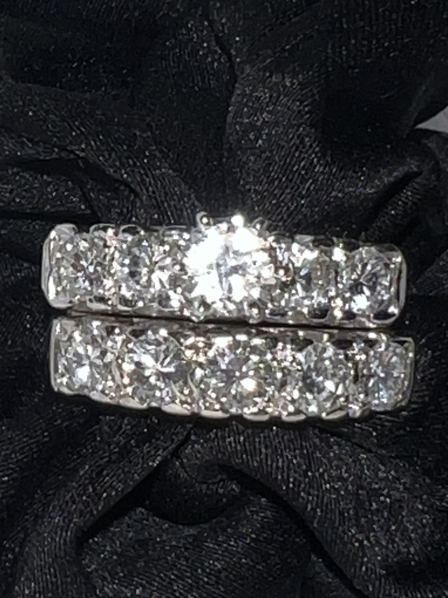 Antique “Harmony” Setting 14k White Gold Wedding Set 