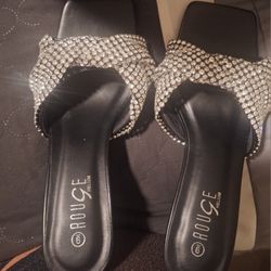 Womens Bling Slip-On Heels Size 9