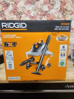 RIDGID
6 Gal. 3.5 Peak HP NXT Shop Vacuum Wet Dry Vac with General Debris Filter, Locking Hose and Attachments HD06001