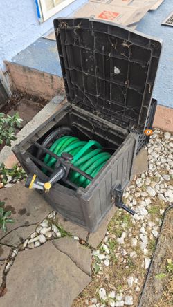 Water hose storage box with 50ft water cord, water nozzle included