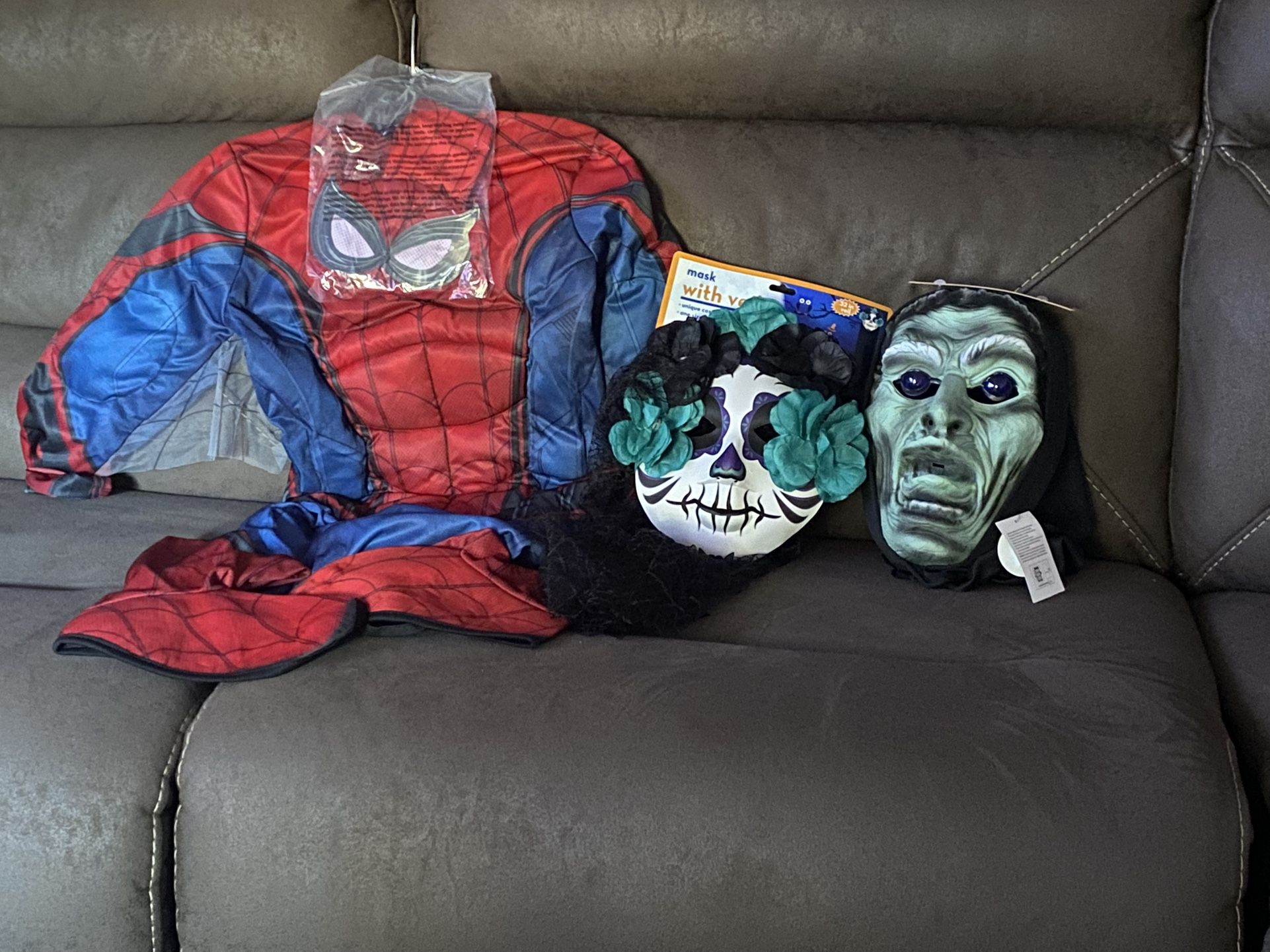 Halloween costumes and masks