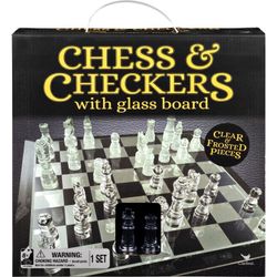 Chess & Checkers Set with 9” Glass Board