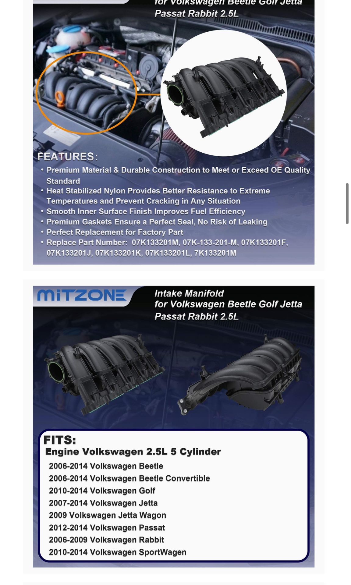 Intake Manifold 2006-2014 Volkswagen